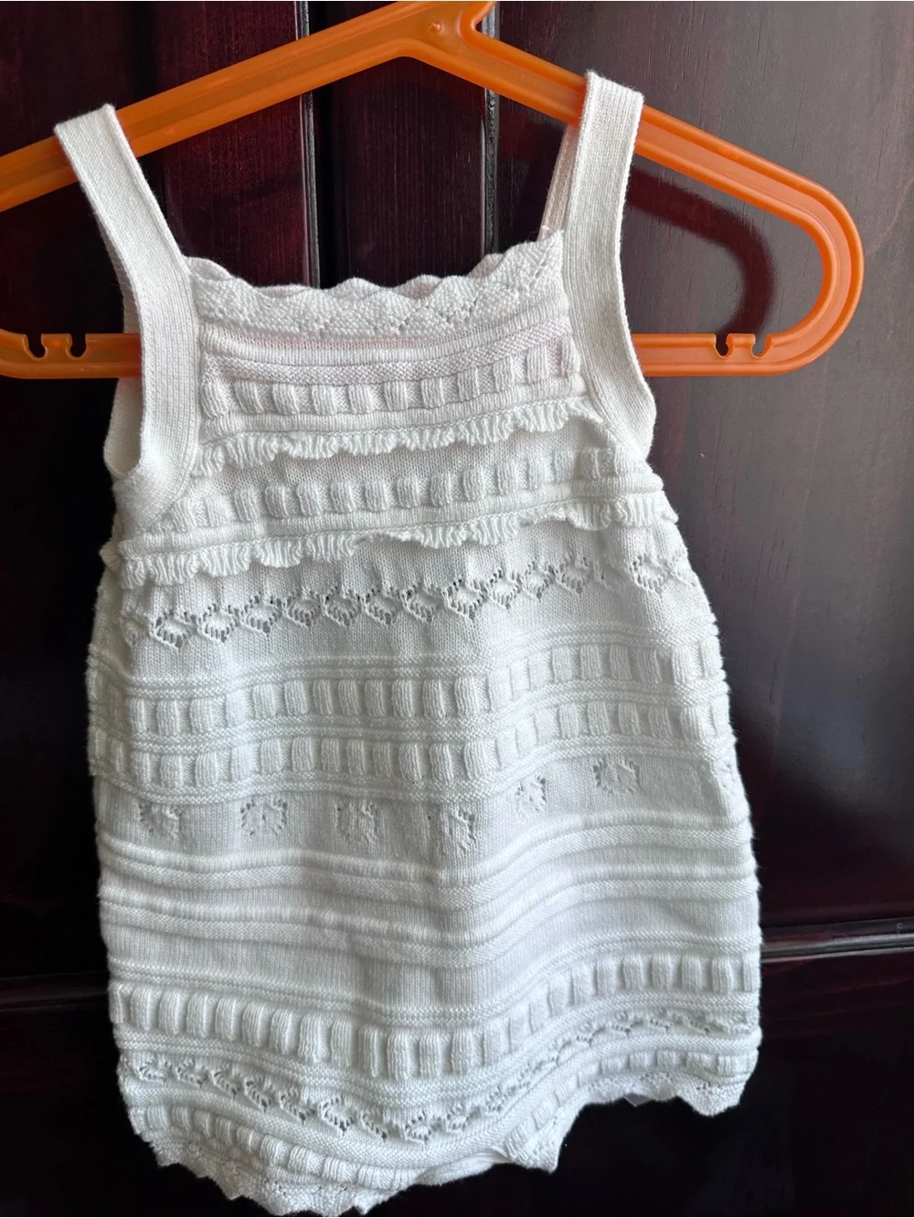 Baby Gap White Knit Baby Romper - Textured Crochet Detail